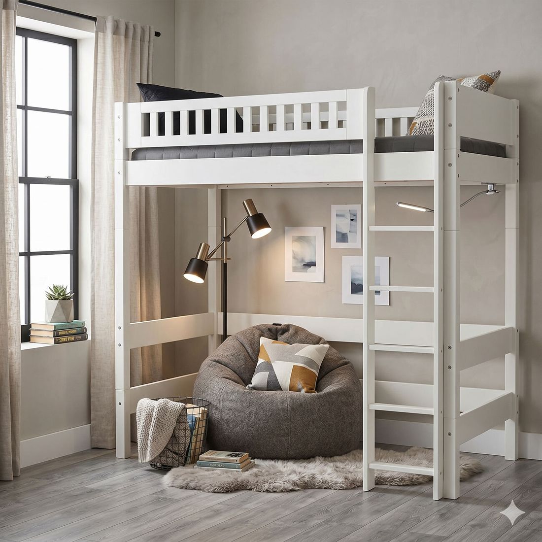 Maxi-Hochbett Kids Town Design Buche teilmassiv mit Lattenrost