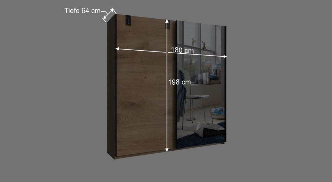 Spiegel-Schwebetüren-Kleiderschrank Nolan