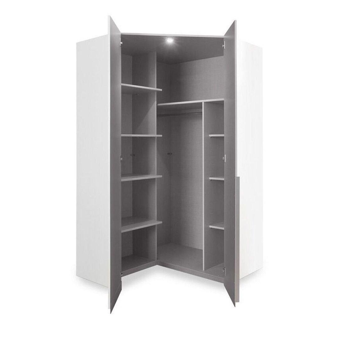 Kleiderschrank-Ecke Alvito mit Beleuchtung und Spiegel