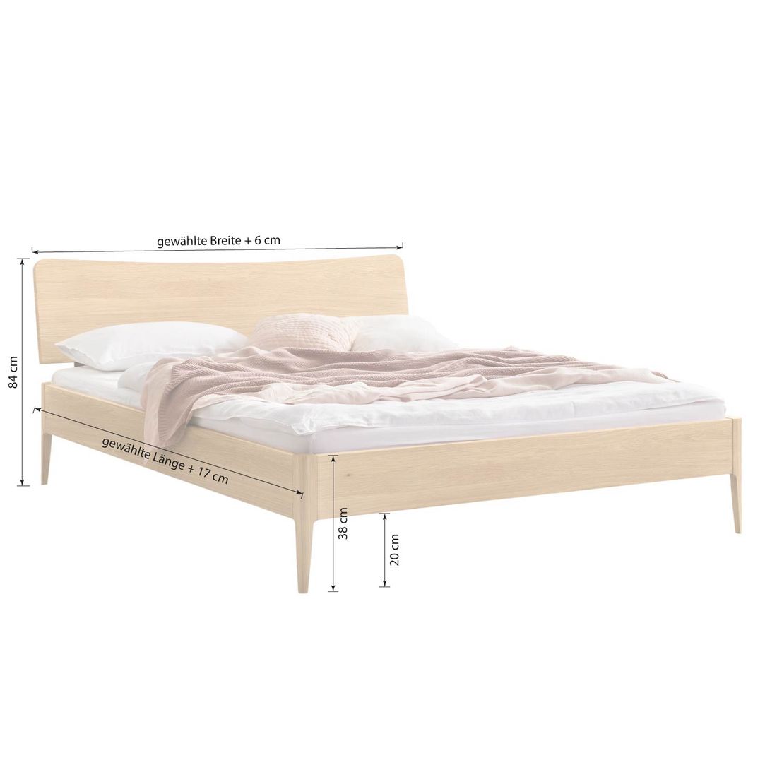 Bett Wavelo Eiche Massivholz