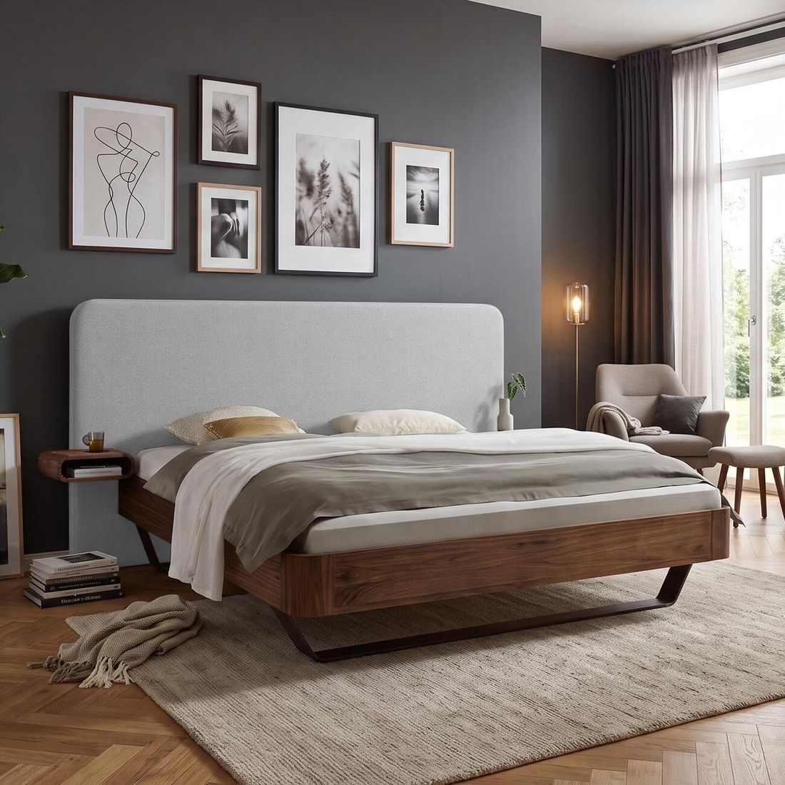 Bett Livian Nussbaum Massivholz