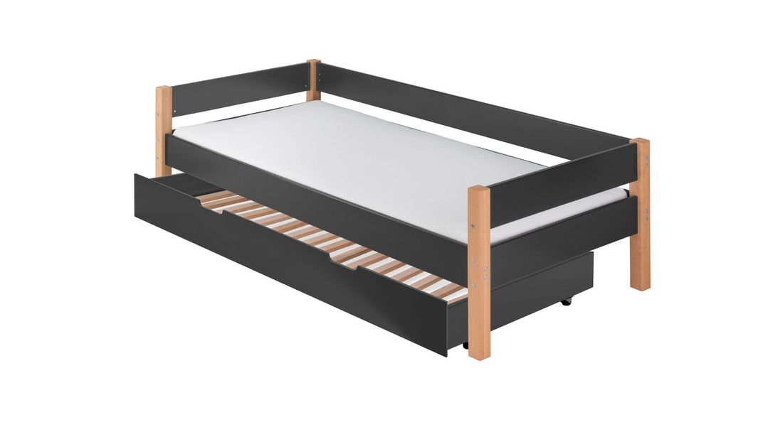 Ausziehbett Kids Nordic Buche teilmassiv mit Lattenrost und Bettschublade