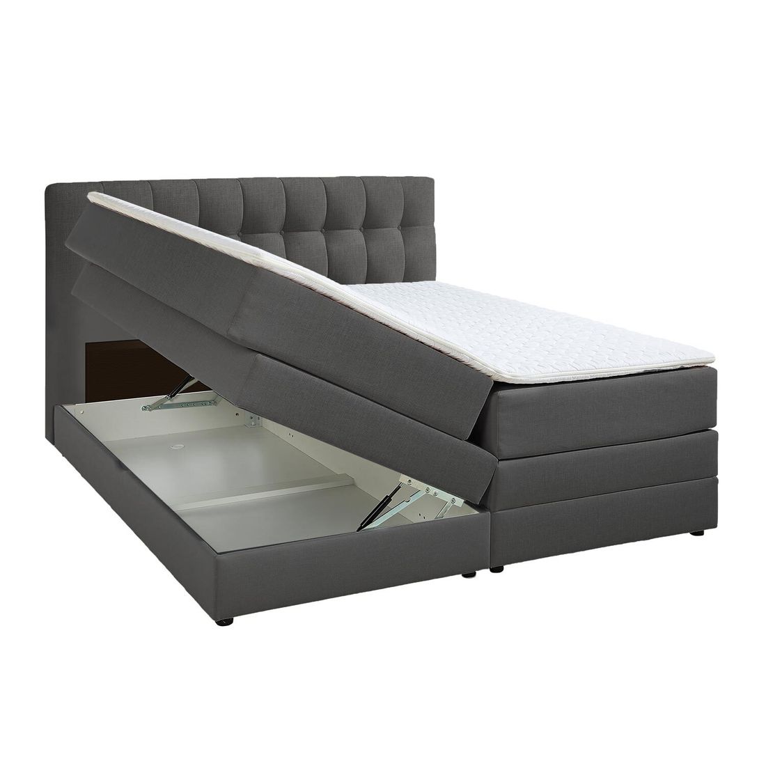 HOMELIV. Boxspringbett Luciano Webstoff mit Bettkasten