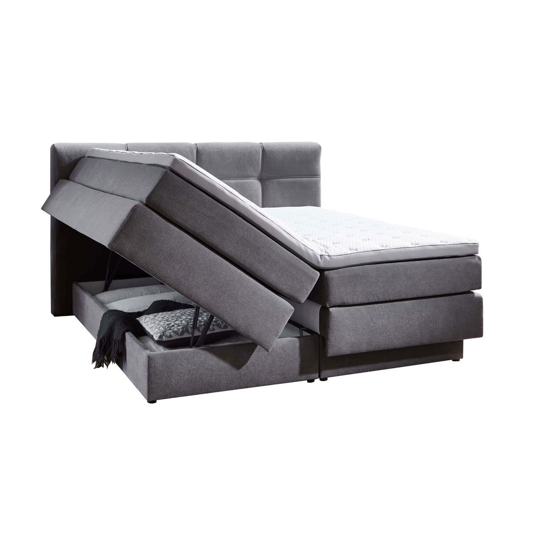 Boxspringbett Bardin Webstoff mit Bettkasten