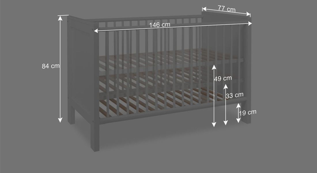 Babybett Holmar teilmassiv mit Lattenrost und Schlupfsprossen