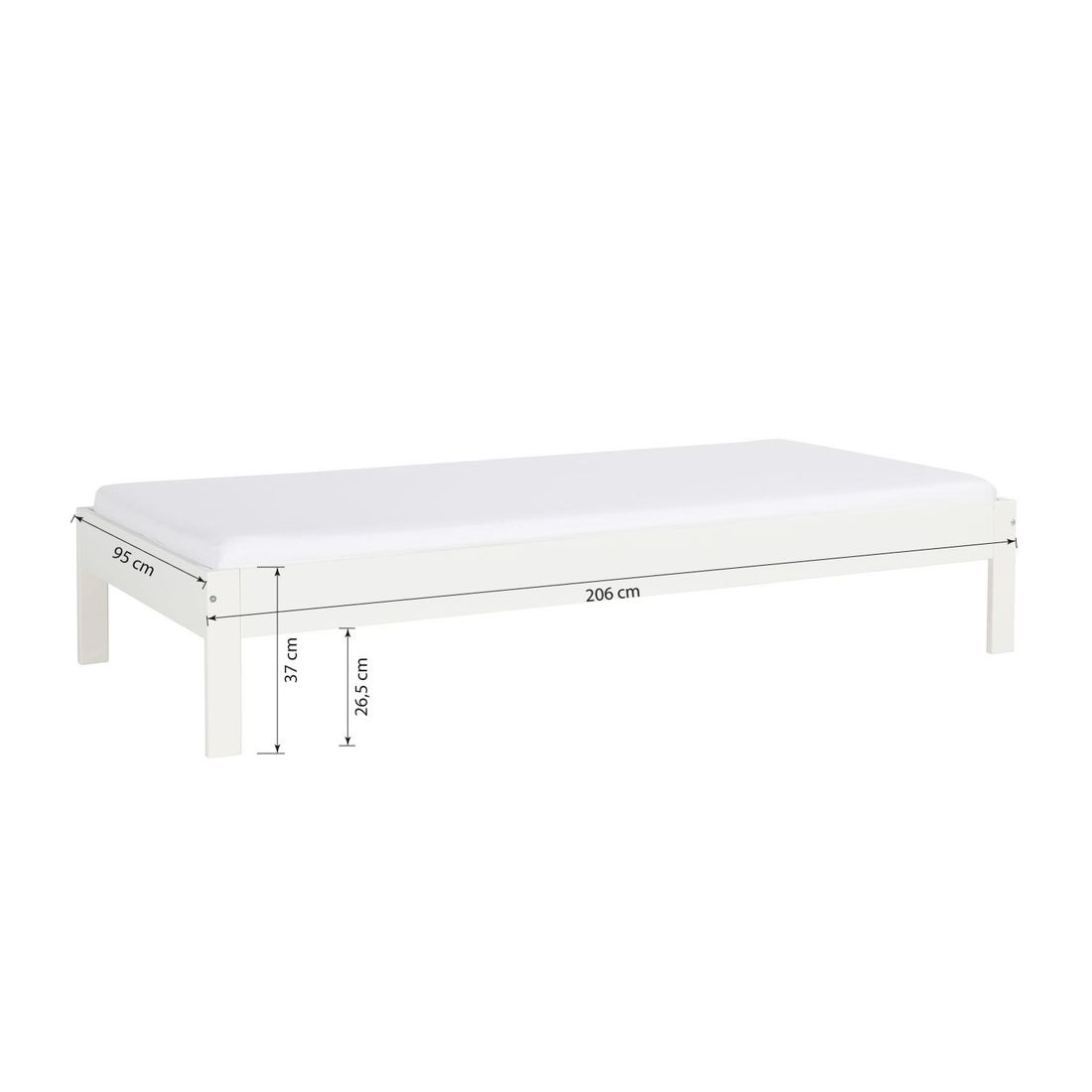 Bett Tacora Buche teilmassiv ohne Kopfteil mit Lattenrost 90x200cm