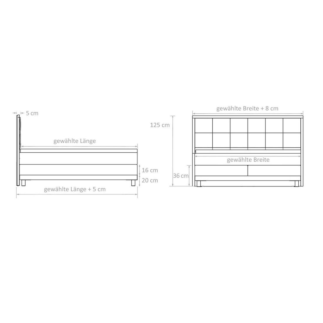Boxspringbett Vilani Eiche Kunstleder