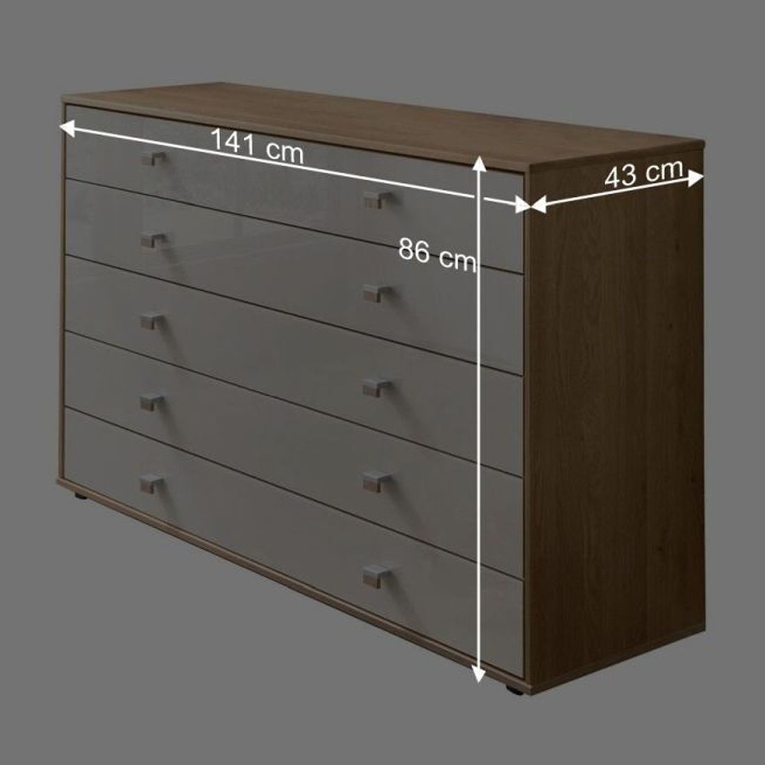 Sideboard Ayla Eiche teilmassiv mit Schubladen