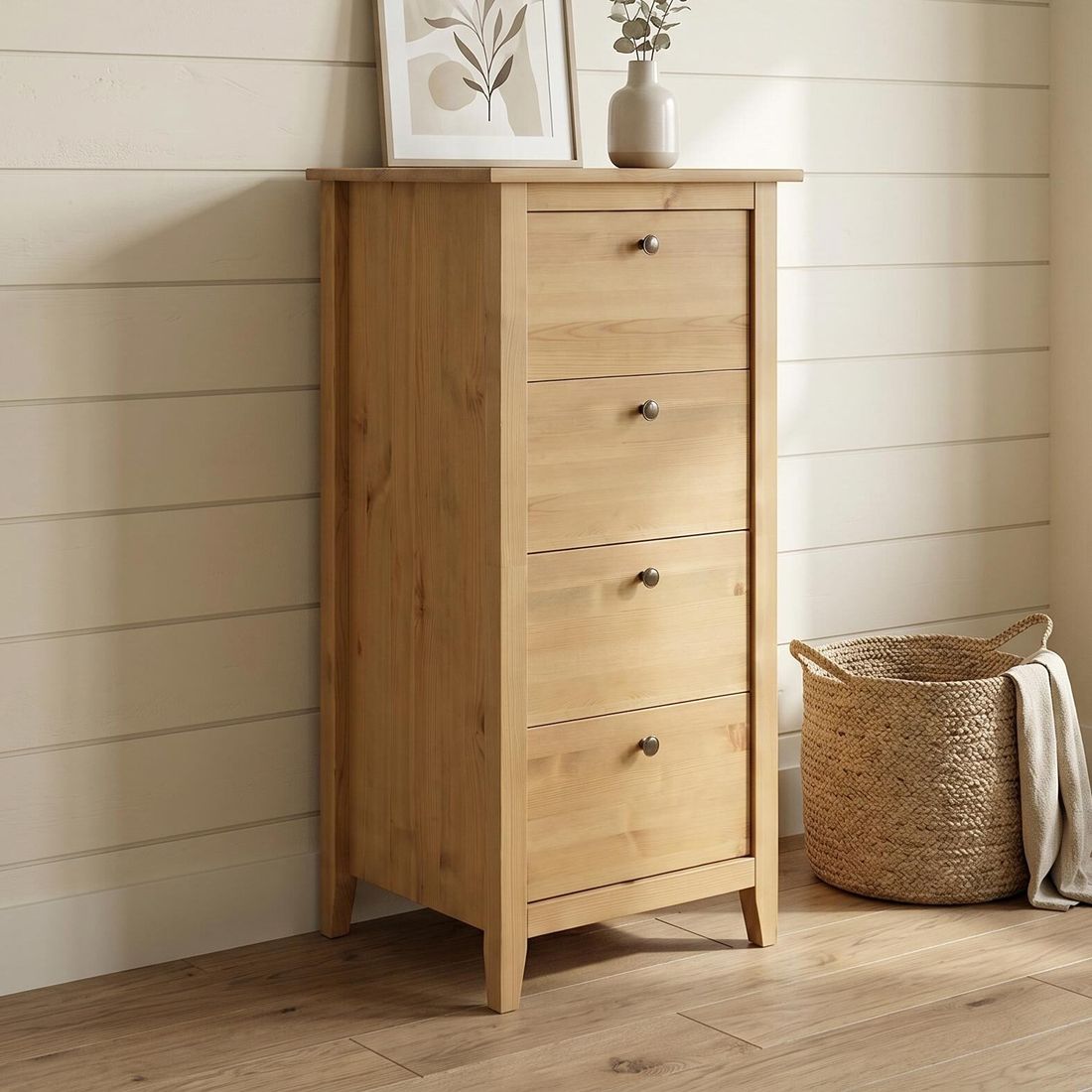 HOMELIV. Kommode Jerico Kiefer Massivholz mit Schubladen H 120cm