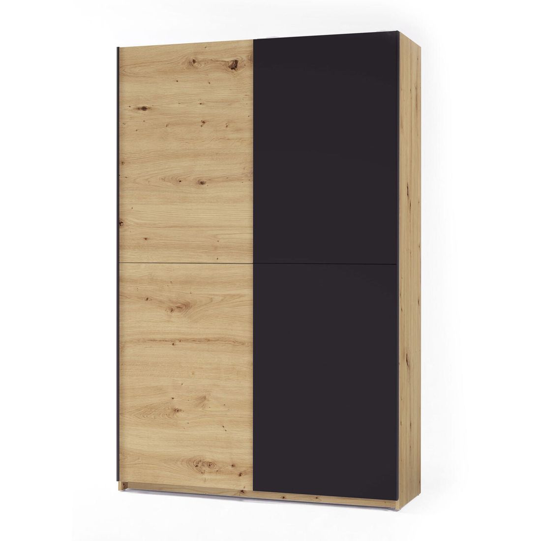 Schwebetüren-Kleiderschrank Nardo Eiche Dekor mit Innenausstattung 125x196cm