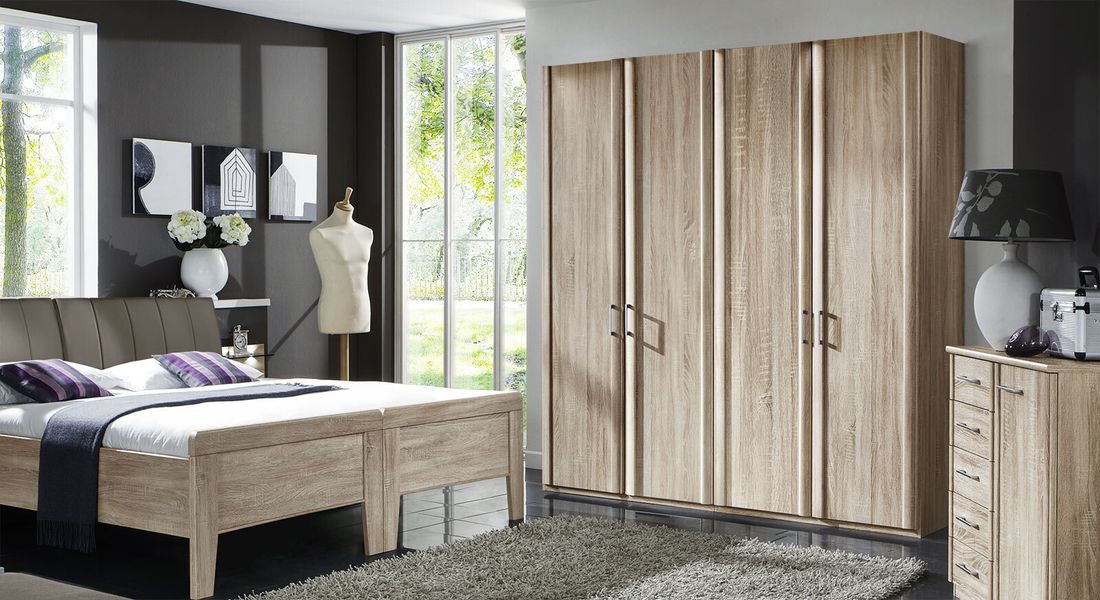 Drehtüren-Kleiderschrank Runcorn Eiche Dekor