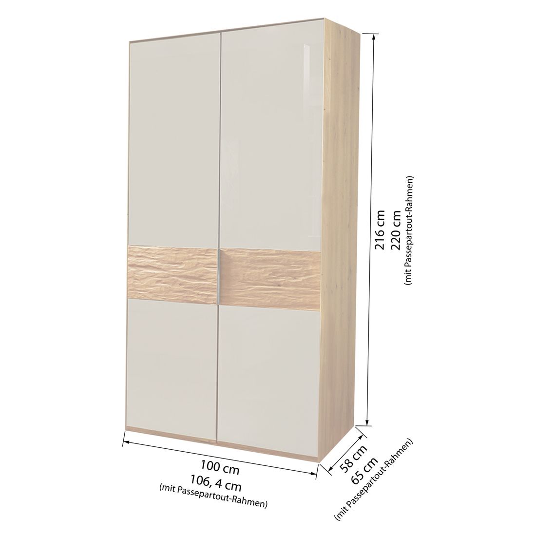 Drehtüren-Kleiderschrank Nerja Eiche teilmassiv