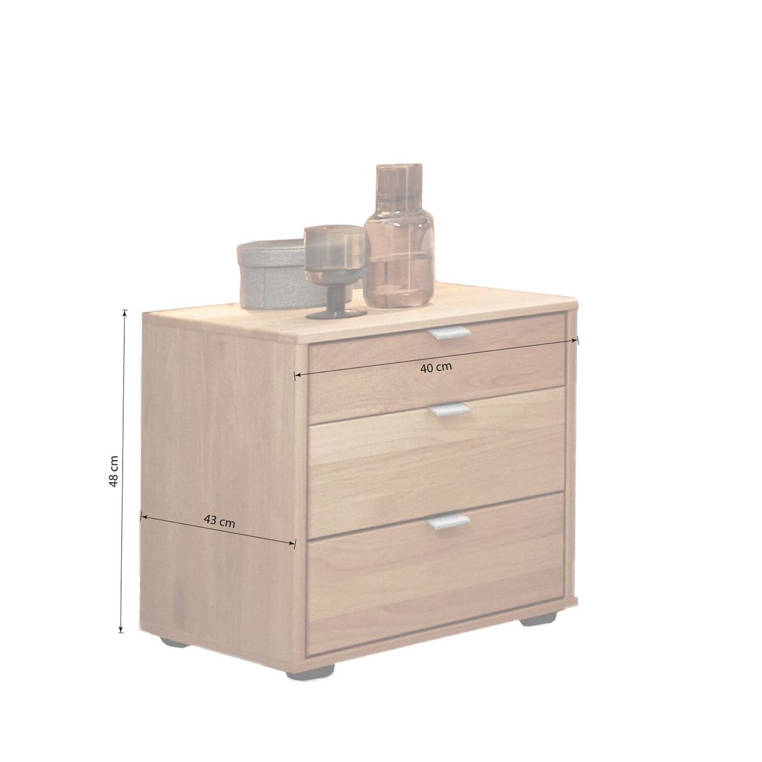 Nachttisch Nuria Erle Dekor H 48cm
