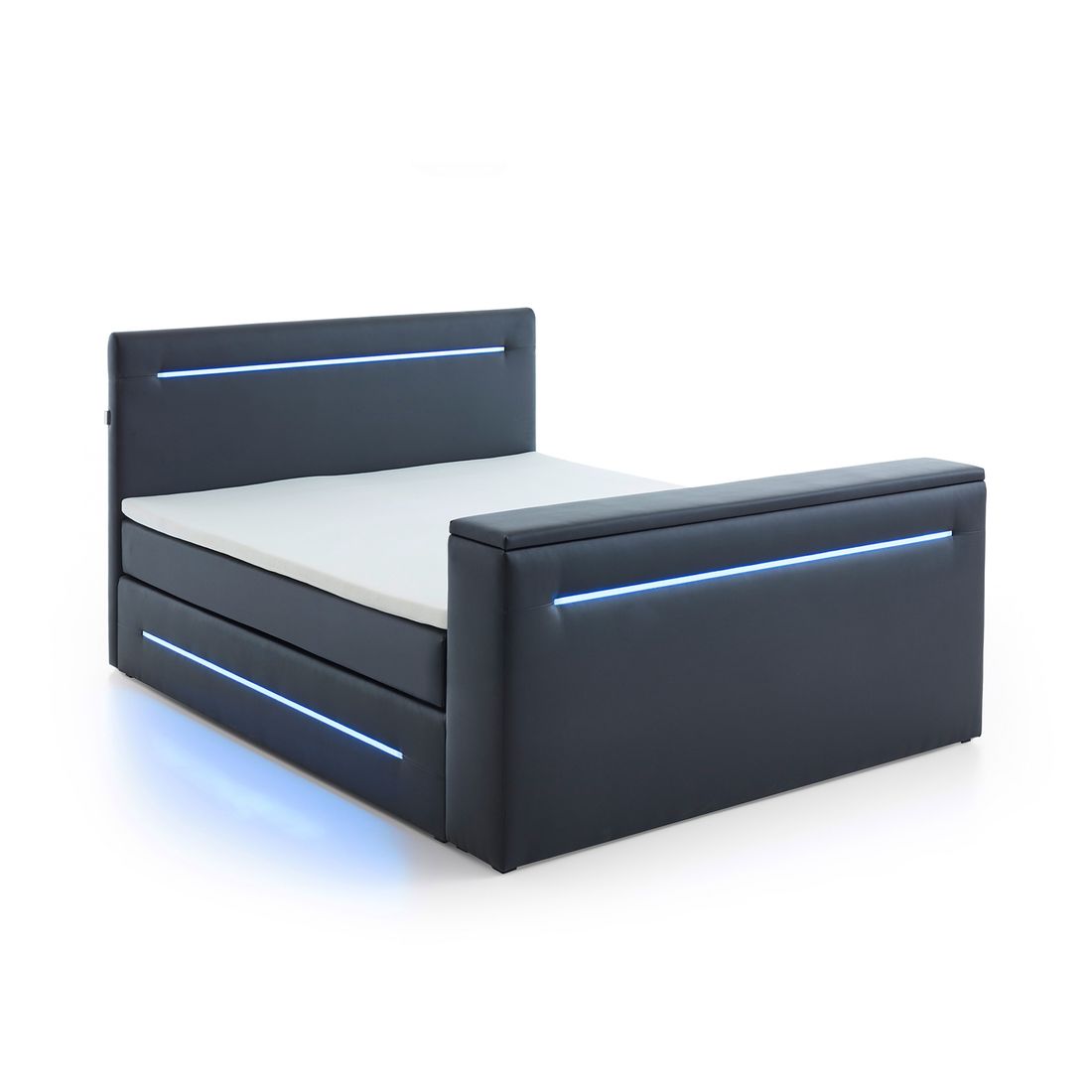 Boxspringbett Lucaro Kunstleder mit Beleuchtung und TV-Halterung