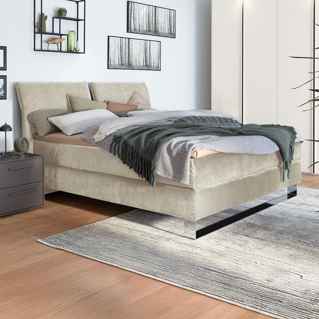 Musterring Boxspringbett Elias Webstoff JAB Kollektion mit Kopfteil geteilt