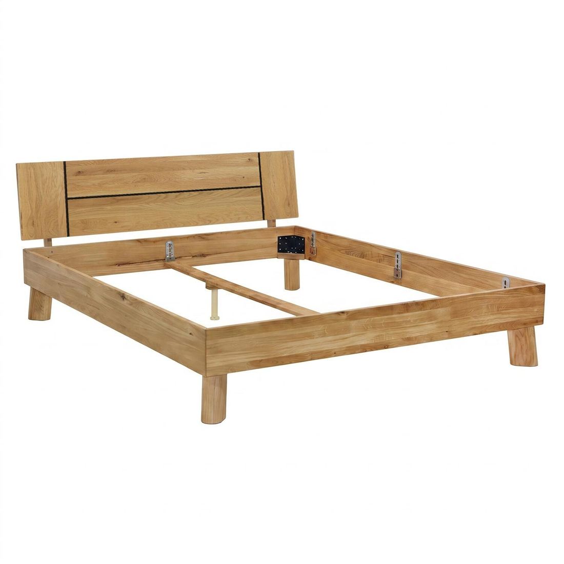 HOMELIV. Doppelbett Tarin Komfort Wildeiche Massivholz
