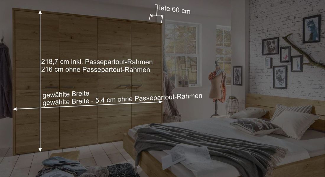Drehtüren-Kleiderschrank Kärnten Wildeiche Massivholz