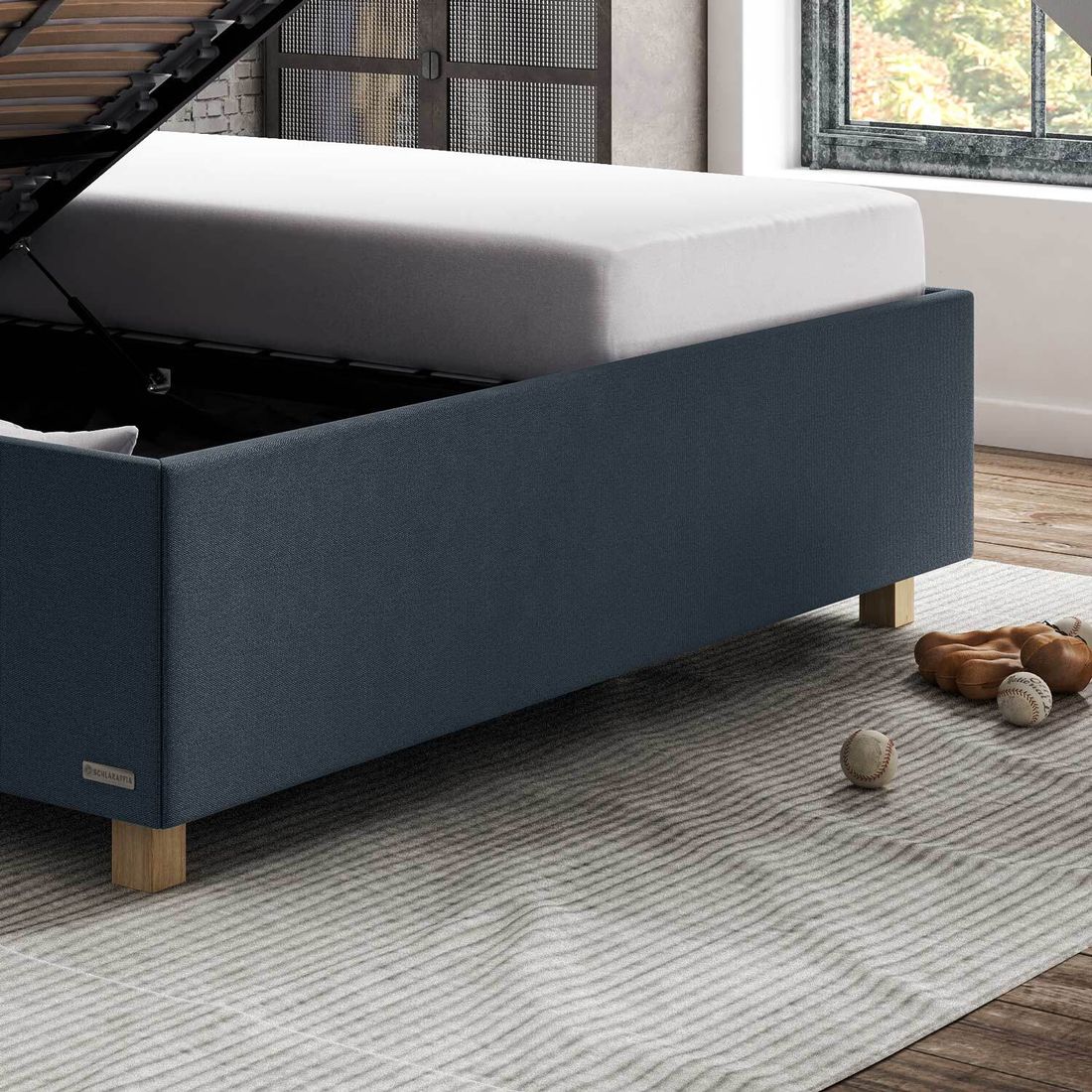 SCHLARAFFIA Polsterbett Verdi Komfort Microvelours/Webstoff mit Bettkasten und Lattenrost