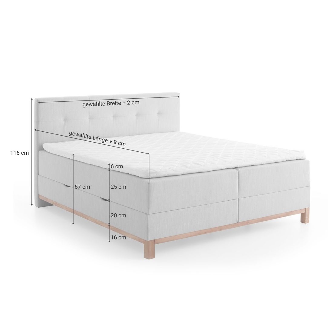 Boxspringbett Alamea Webstoff mit Bettkasten