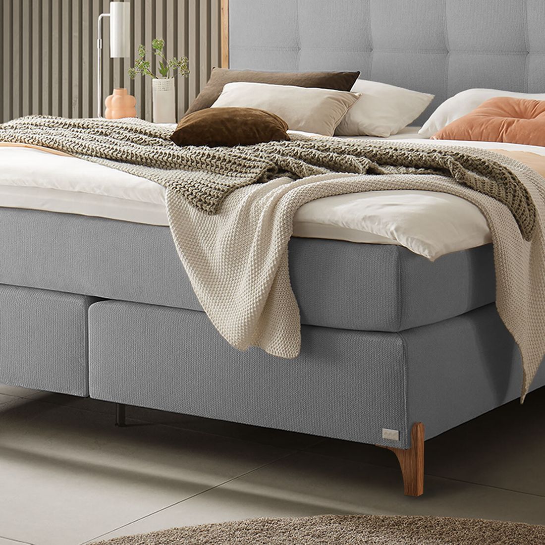 Boxspringbett Knossos Velours-Strukturstoff