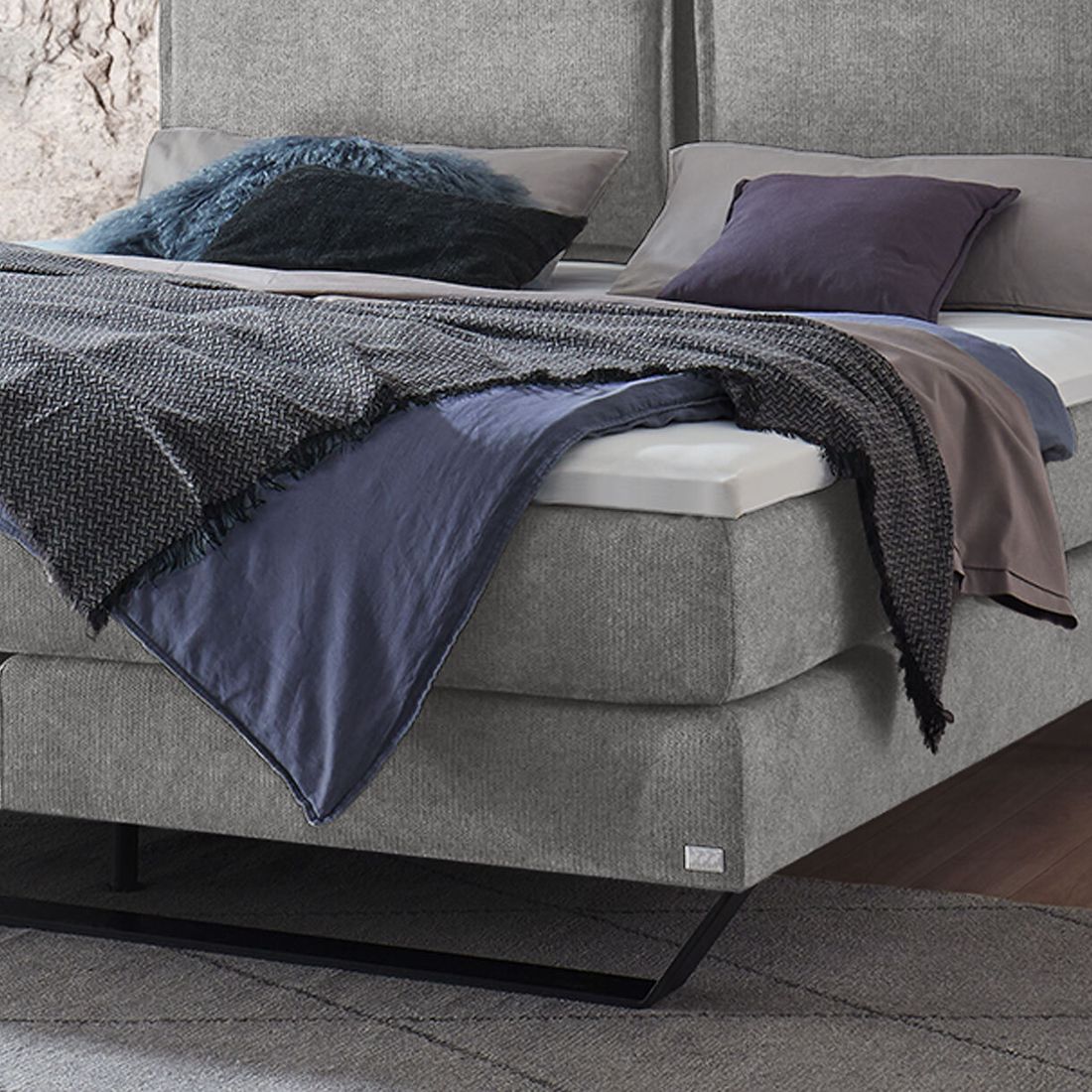 Boxspringbett Rimossa Velours-Strukturstoff