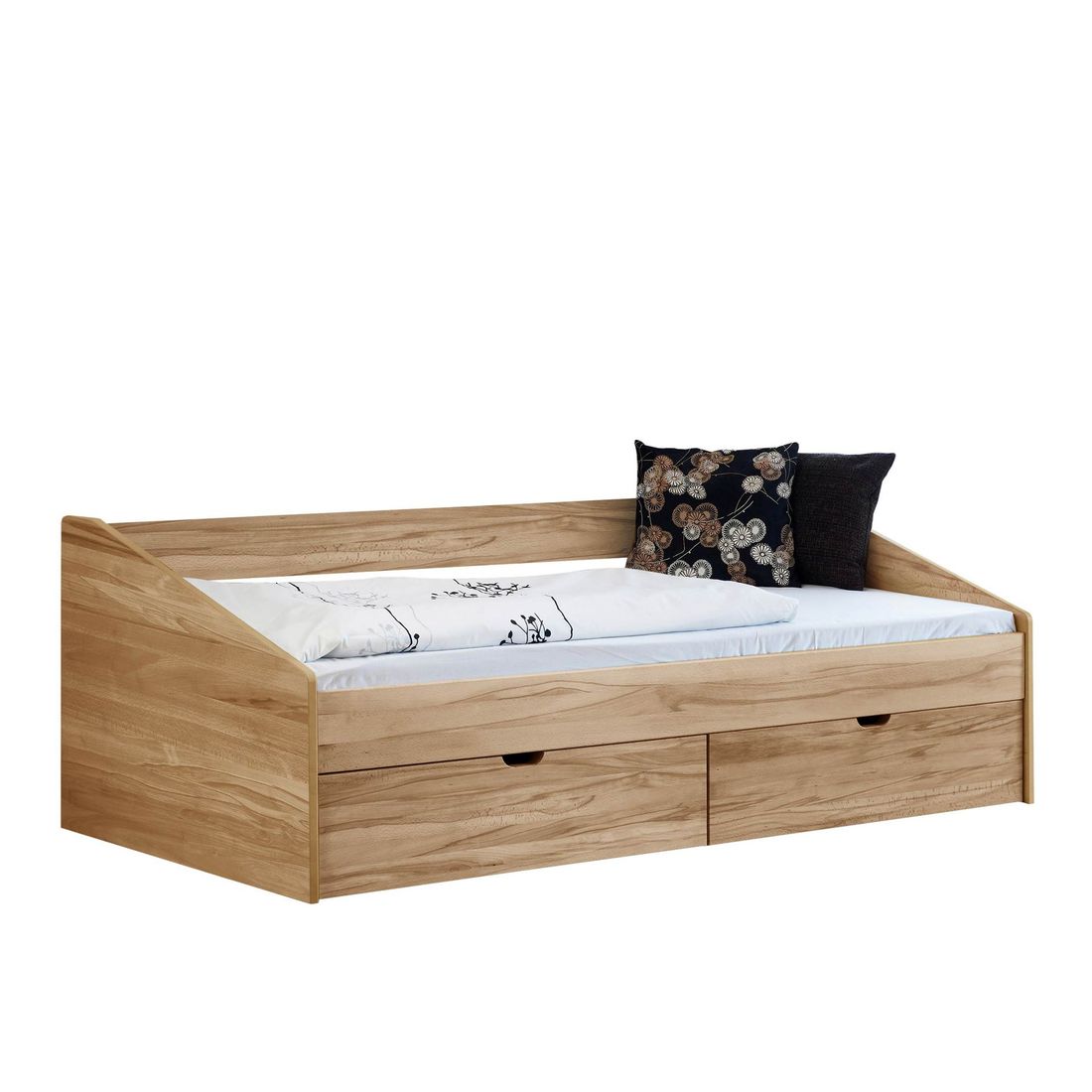 Bett Dänemark Komfort Kiefer/Kernbuche Massivholz mit Schubkasten 90x200cm