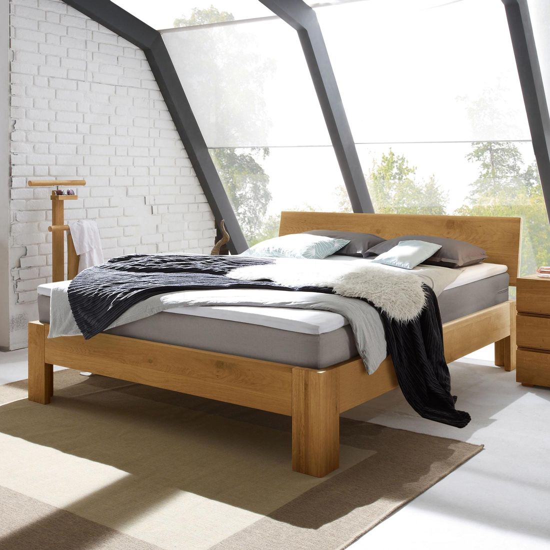 Boxspringbett Kingston Eiche Massivholz