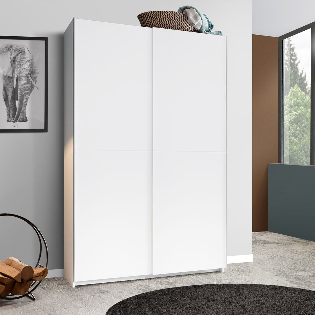 Schwebetüren-Kleiderschrank Nissa mit Innenausstattung 125x196cm