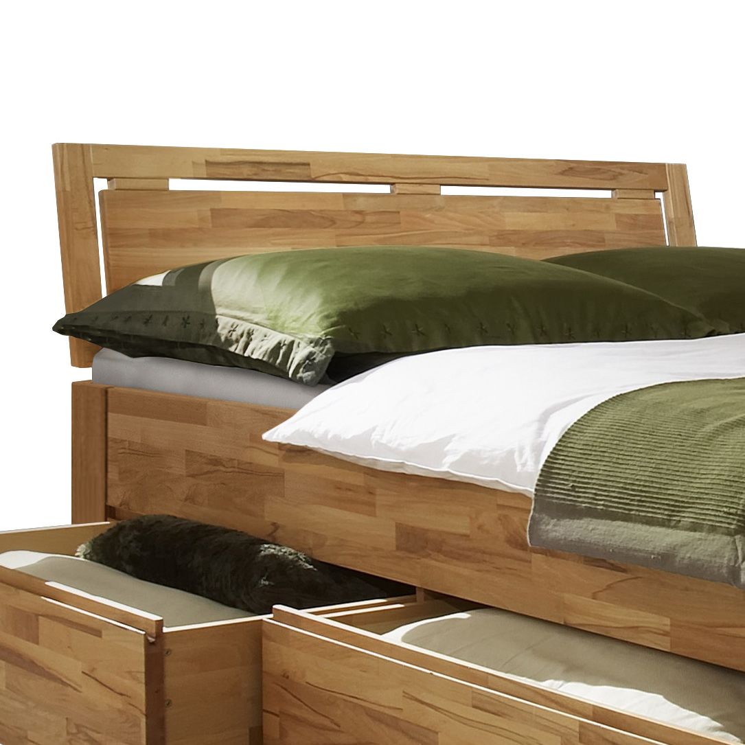 Doppelbett Andalucia Komfort Kernbuche Massivholz mit Schubkasten