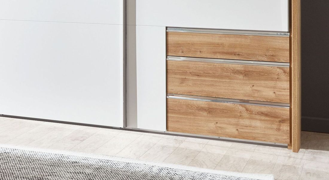 Schwebetüren-Kleiderschrank Raca Eiche Dekor mit Schubladen