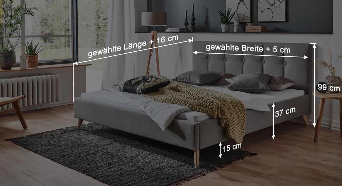 HOMELIV. Polsterbett Maliana Velours/Webstoff