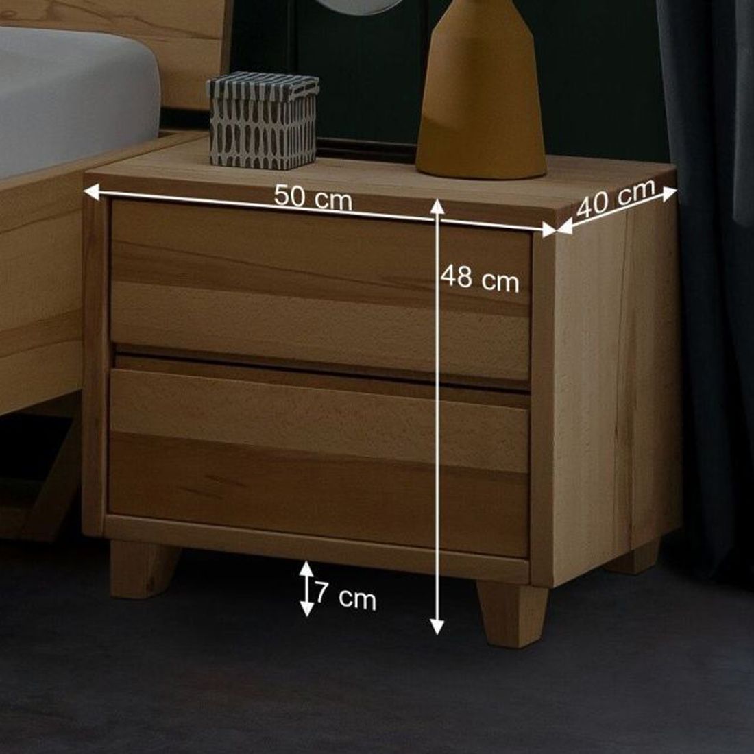 Nachttisch Grimar Wildbuche Massivholz H 48cm