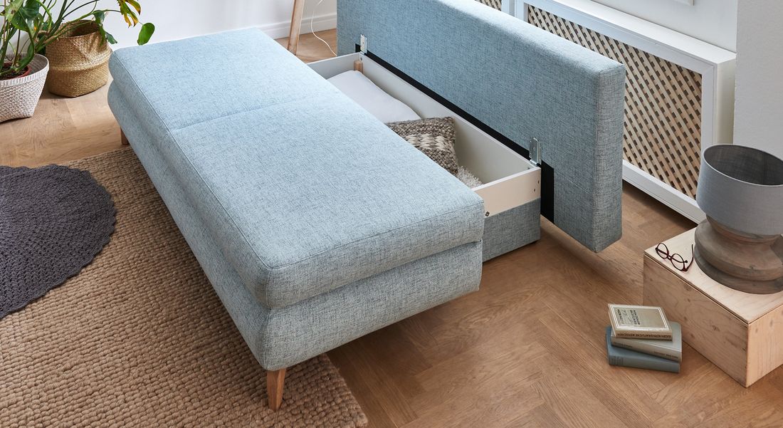 Schlafsofa Maranca Webstoff/Cord mit Bettkasten