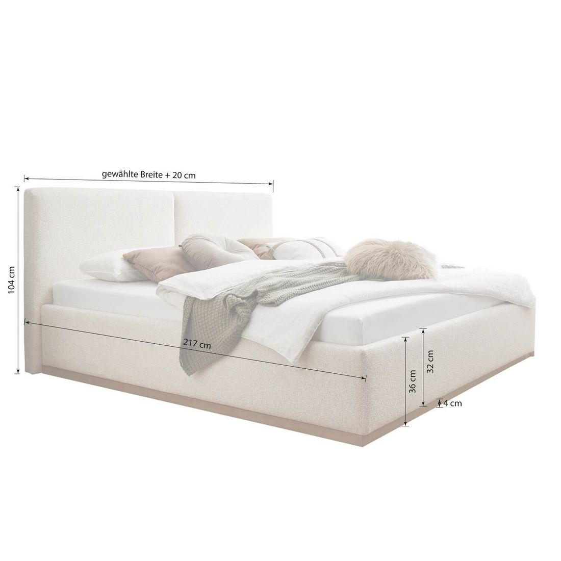 HOMELIV. Polsterbett Grenoble Webstoff
