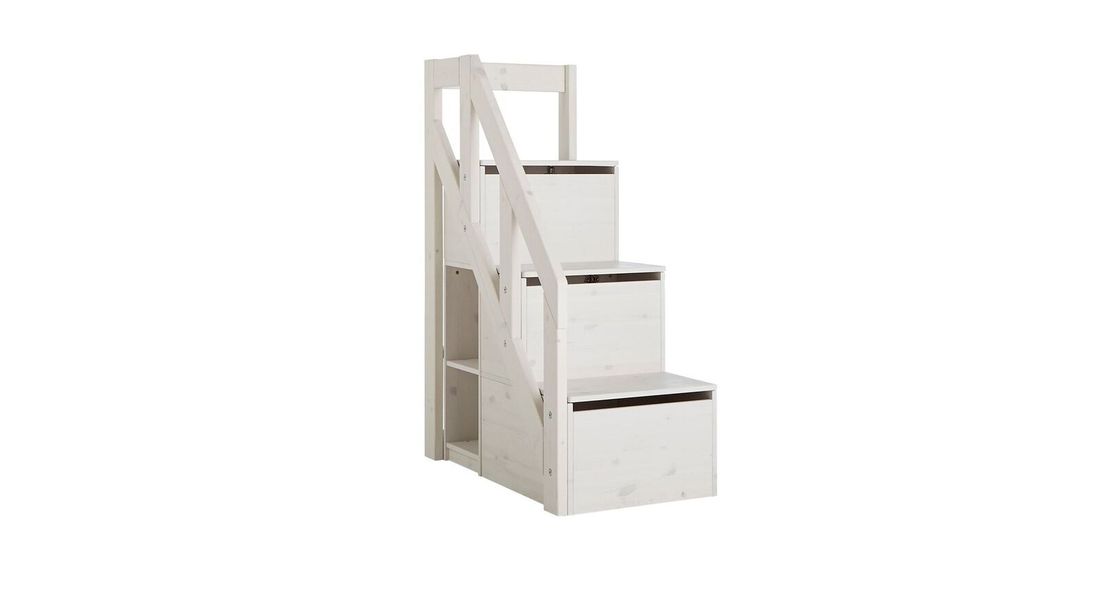 LIFETIME Midi-Hochbett Original Kiefer Massivholz mit Lattenrost und Treppenmodul