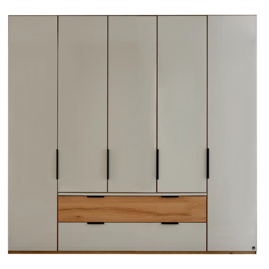 Interliving Drehtüren-Kleiderschrank 1034 Eiche Dekor mit Glasfront und Schubladen