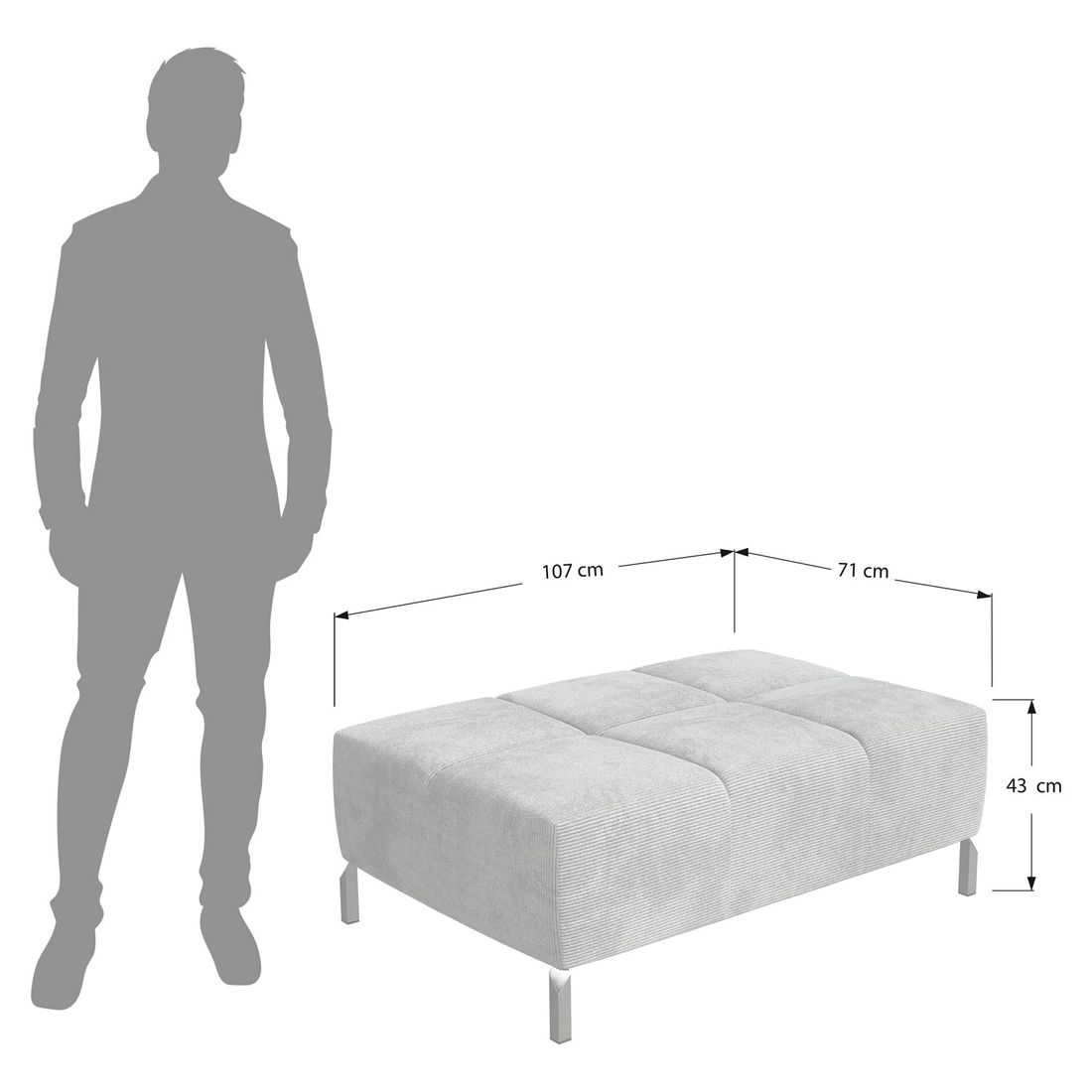 HOMELIV. Polsterhocker Cambridge Feincord
