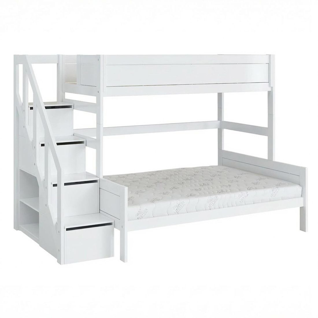 LIFETIME Familienbett Original Kiefer Massivholz mit Lattenrost und Treppenmodul
