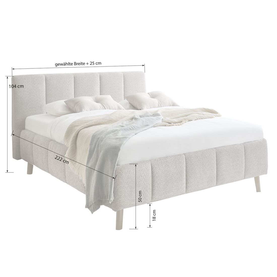 Polsterbett Malven Komfort Bouclé