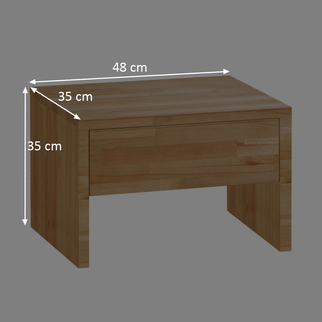 Nachttisch Louvera Kernbuche Massivholz H 35cm