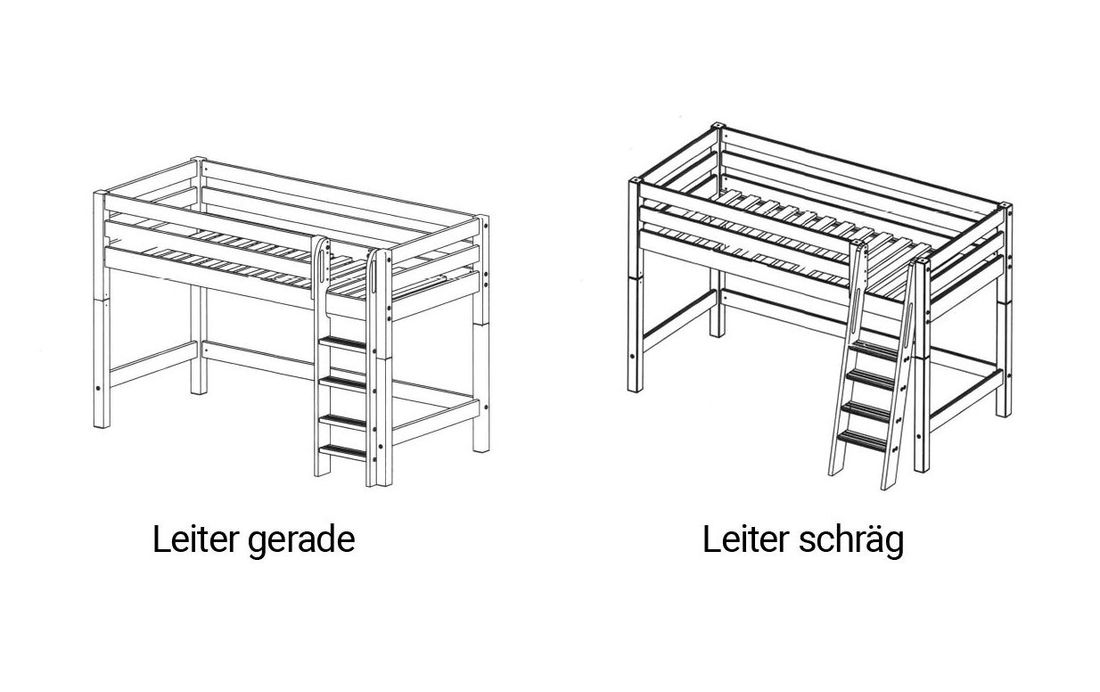 Etagenbett Kids Paradise für Dachschrägen Kiefer Massivholz mit Lattenrost
