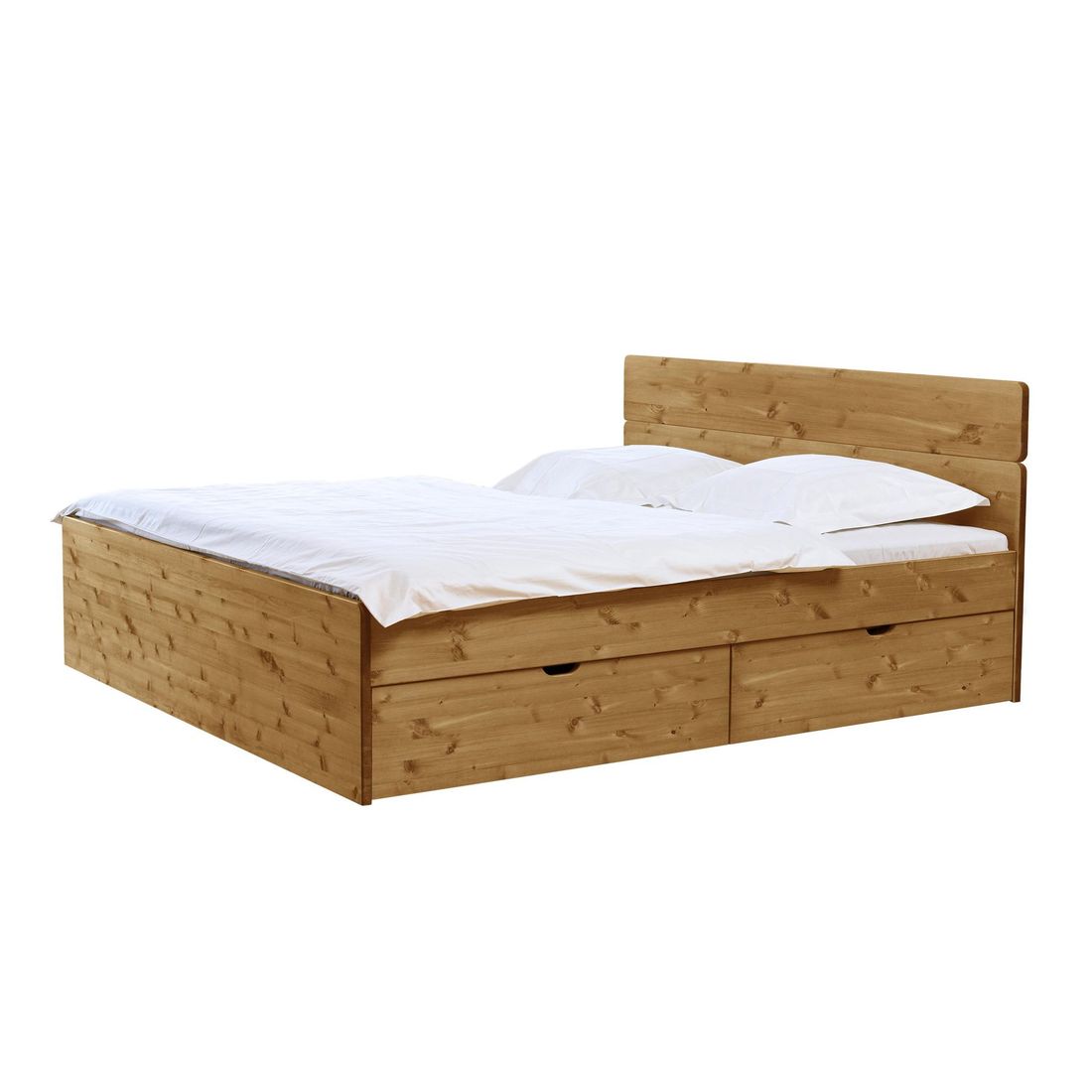 Bett Finnland Komfort Kiefer/Kernbuche Massivholz mit Schubkasten