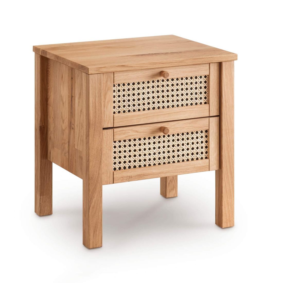 HOMELIV. Nachttisch Faye Eiche Massivholz H 45cm
