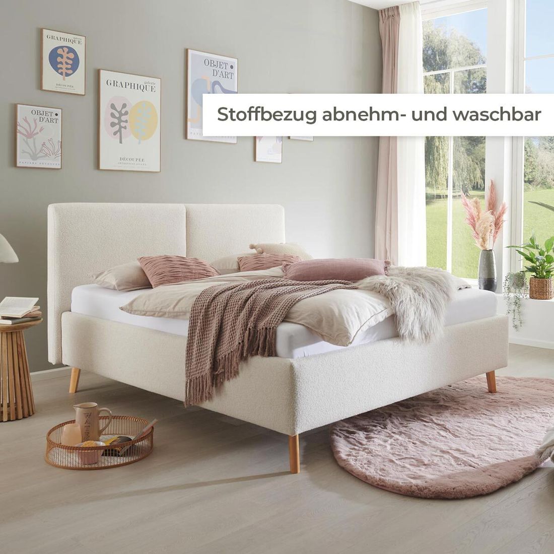 HOMELIV. Polsterbett SwitchIT Barnsley Webstoff mit Bettkasten und Lattenrost