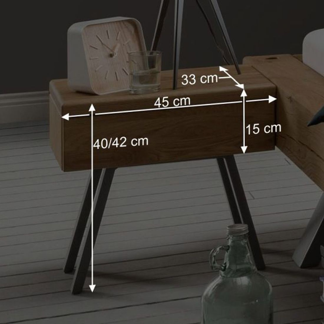 Nachttisch Rune Wildeiche Massivholz H 40 cm