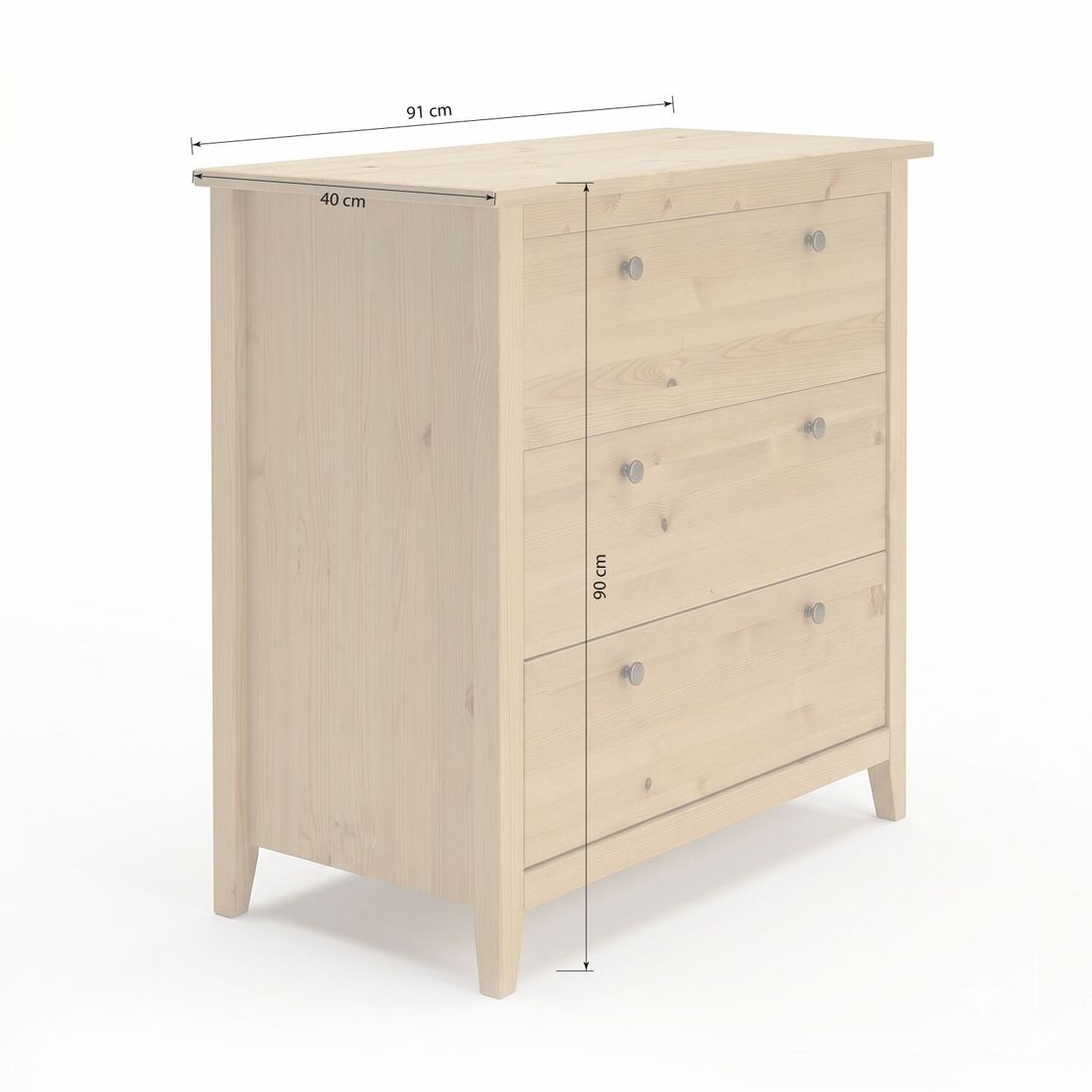 HOMELIV. Kommode Jerico Kiefer Massivholz mit Schubladen H 91cm