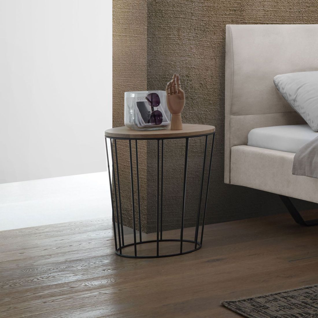 Bett-Beistelltisch Nantra Eiche Massivholz H 52cm