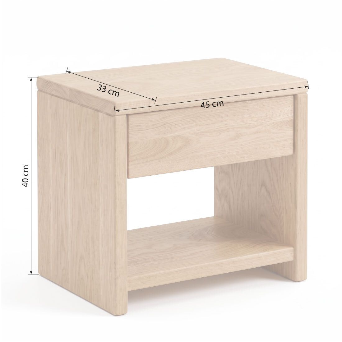 Nachttisch Vetralla Wildeiche Massivholz H 40cm