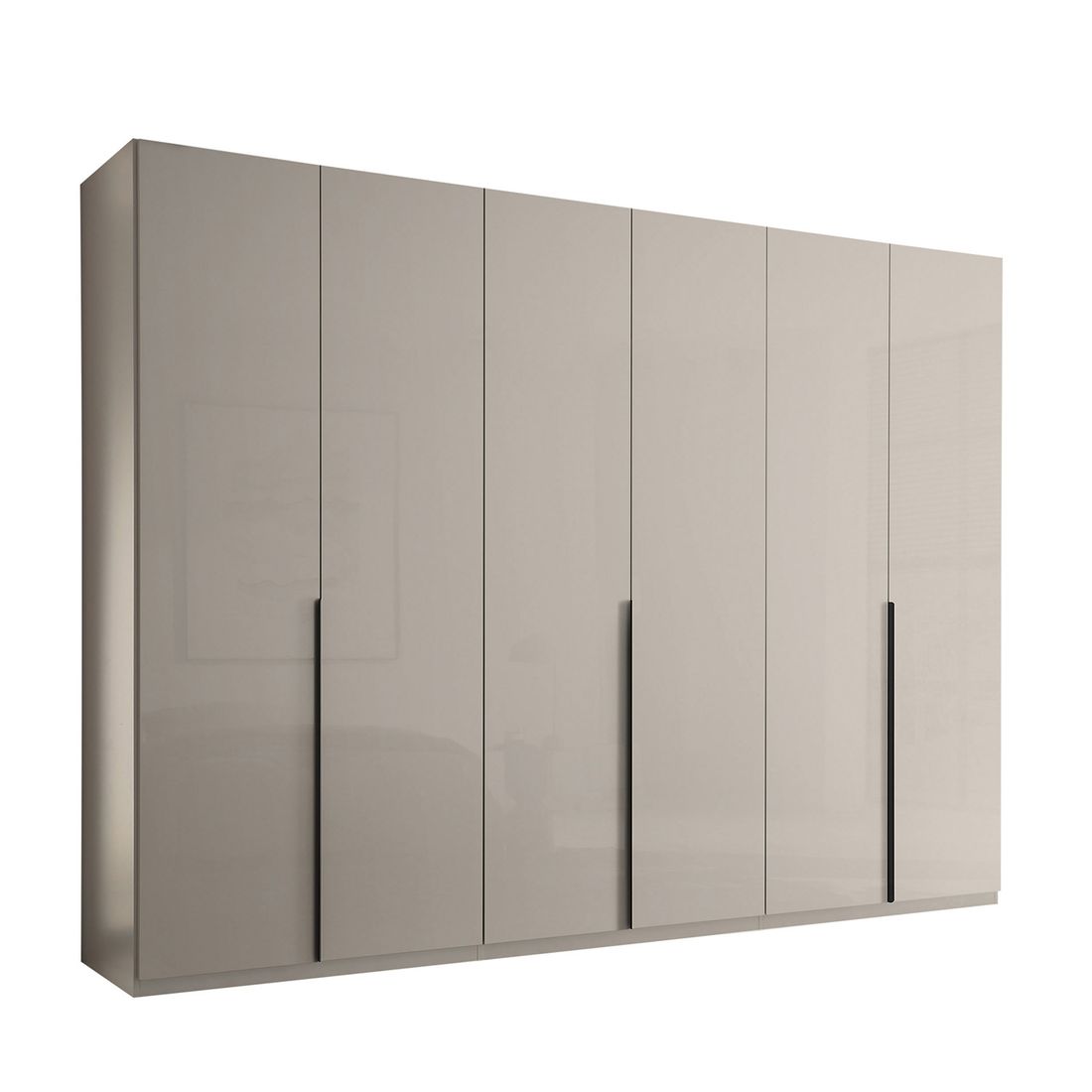 Drehtüren-Kleiderschrank Torvian 302x225cm mit Innenausstattung Kaschmir Hochglanz