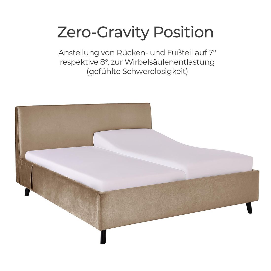 Polsterbett Thea Komfort Velours mit Pflegebett-Funktion und Lattenrost